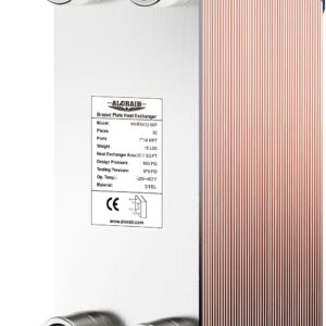ALORAIR 5"x12" 50 Plates Heat Exchanger with 1-1/4" MPT Port,316L Stainless Steel Water to Water Brazed Plate Heat Exchanger