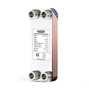 ALORAIR 3"x8" 10 Plates Heat Exchanger with 3/4" MPT Port,316L Stainless Steel Water to Water Brazed Plate Heat Exchanger